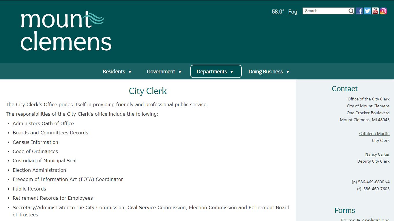 City Clerk - Mount Clemens, MI